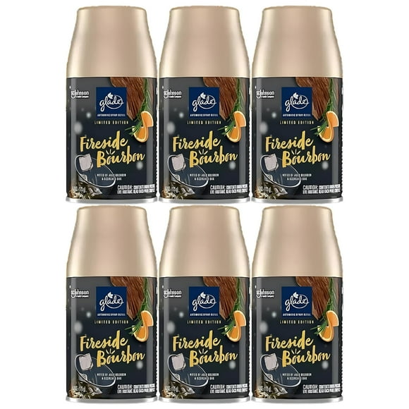 Glade Limited Edition Air Freshener Spray Fireside Bourbon Scent with Notes of Oak & Citrus, 6.2 oz 6 Pack