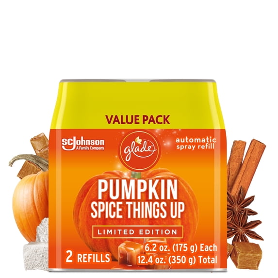 Glade Automatic Spray Refill, Pumpkin Spice Things Up, Large, 2 x 6.2 oz