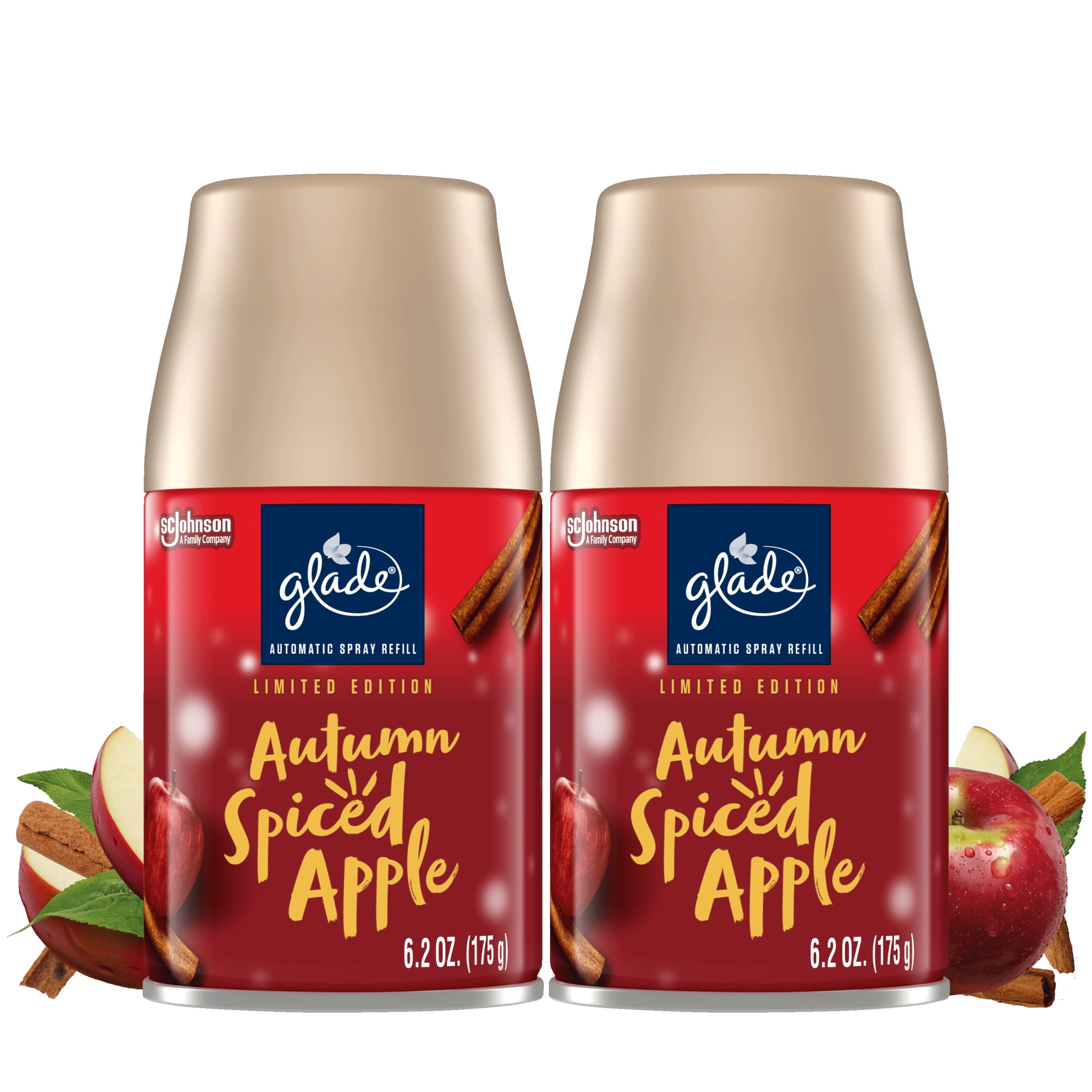 Glade Automatic Spray Refills, Air Freshener, Autumn Spiced Apple, Fragrance Infused with Essential Oils, 6.2 oz, 2 Count