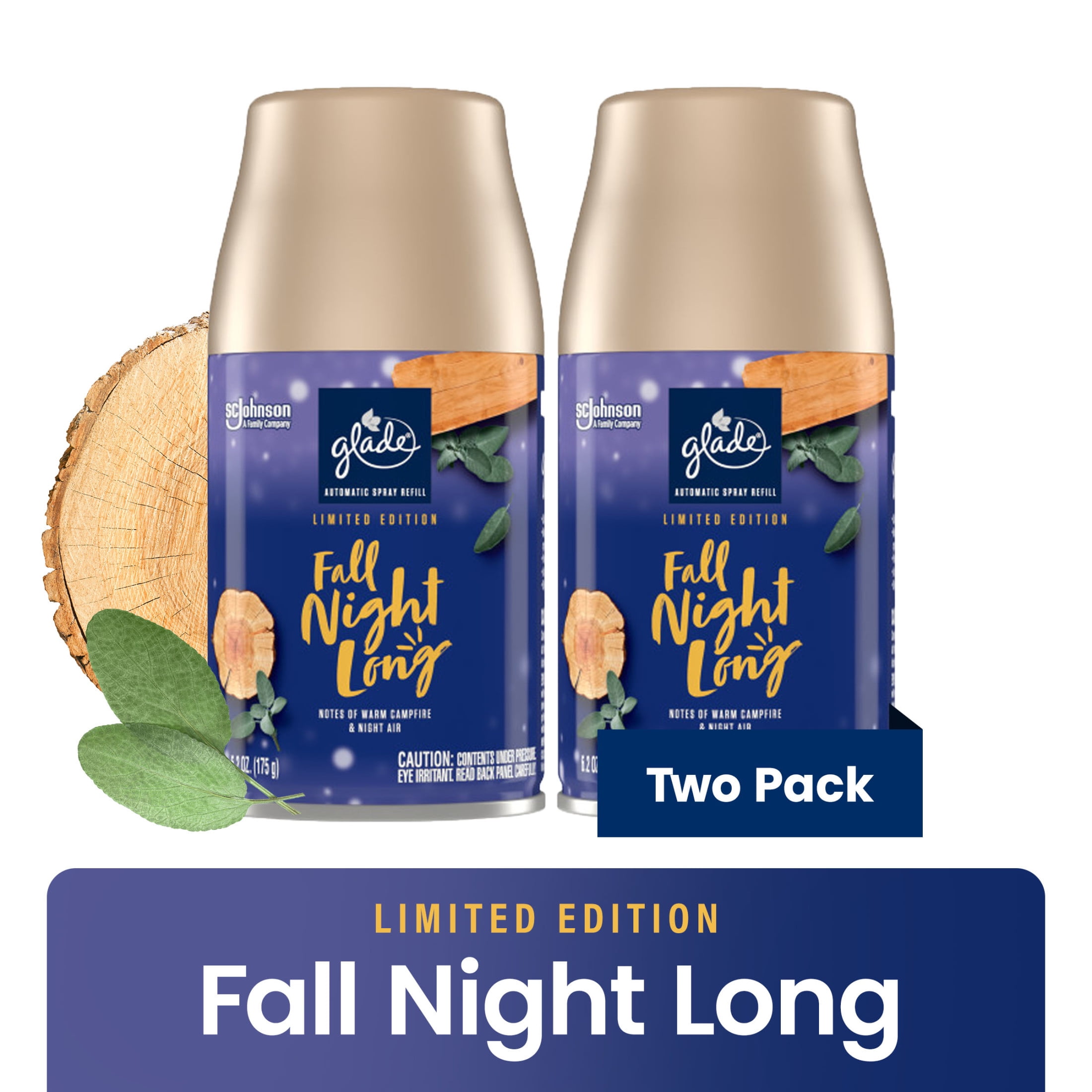 Glade Automatic Spray Refills, Air Freshener, Fall Night Long, Fragrance Infused with Essential Oils, 6.2 oz, 2 Count