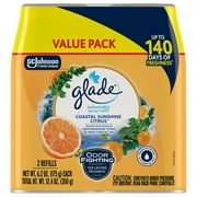 Glade Automatic Spray Refills, Air Freshener, Infused with Essential Oils, Coastal Sunshine Citrus, 6.2 oz, 2 Count