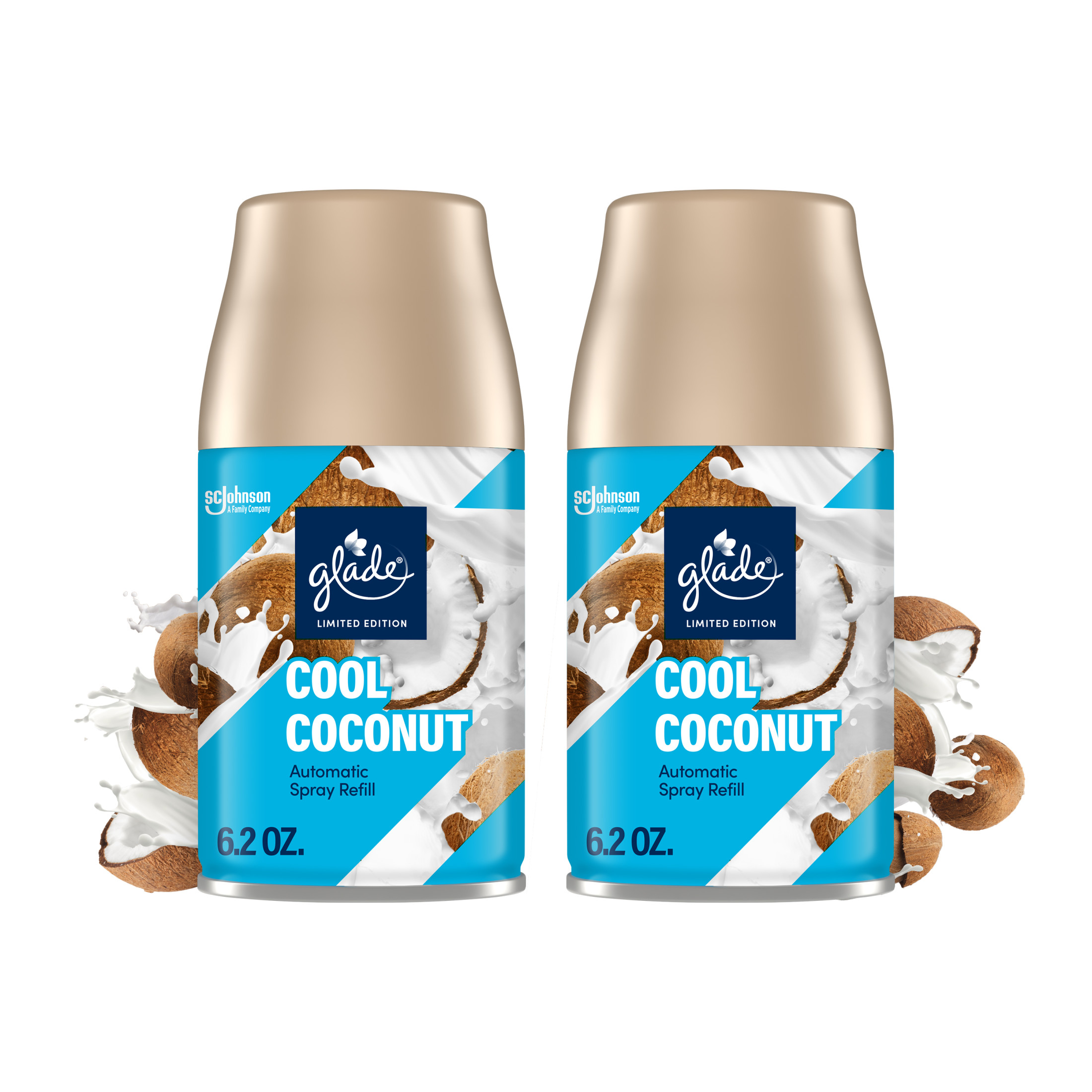 Glade Automatic Spray Air Freshener, Cool Coconut Limited Edition, 12.4 oz Total, 2 Refills