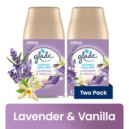 Glade Automatic Spray Refills, Air Freshener, Infused with Essential Oils, Lavender & Vanilla, 6.2 oz, 2 Count