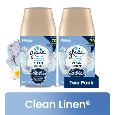 Glade Automatic Spray Refills, Air Freshener, Mothers Day Gifts, Infused with Essential Oils, Clean Linen, 6.2 oz, 2 Count