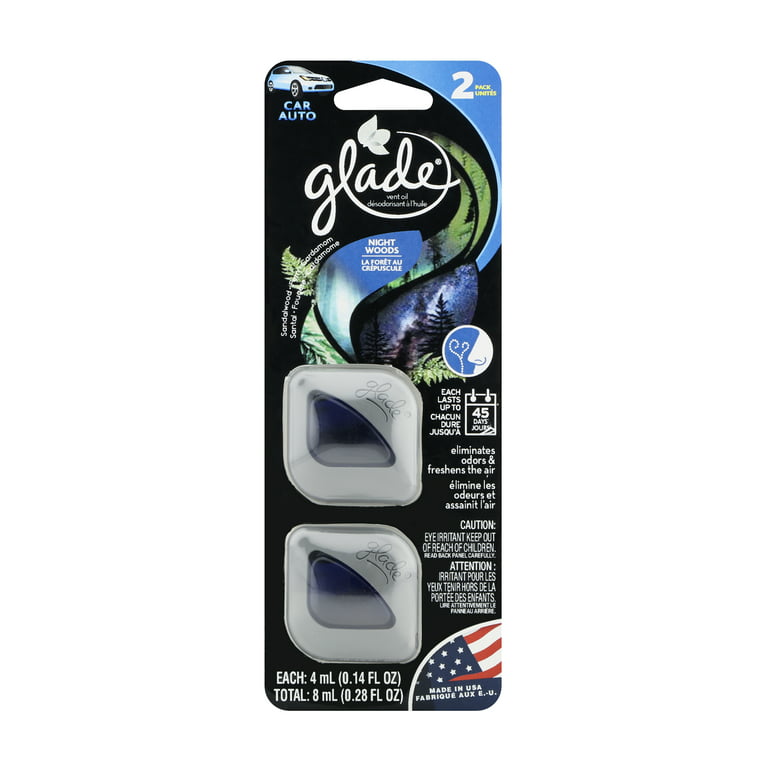 Glade Automotive Vent Oil Air Freshener, Night Woods; 4mL Each, 2 Count