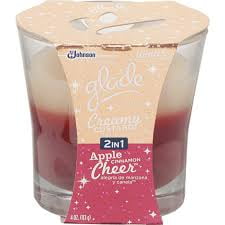 Glade Candle Creamy Custard 2in1 Apple Cinnamon CHEER 4oz.