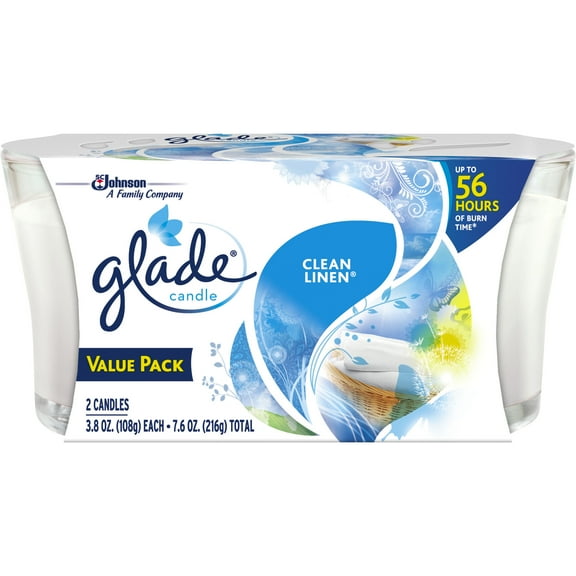 Glade Candle, Clean Linen, 3.8 oz. (Pack of 2)