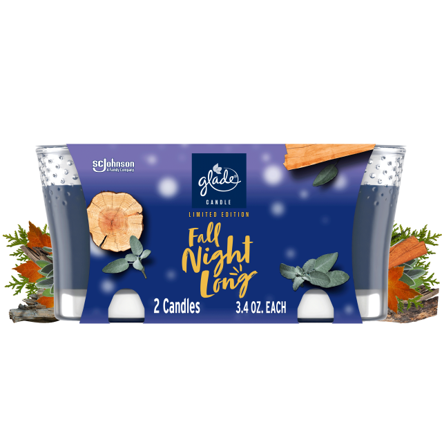 Glade Candle Fall Night Long Scent, 1Wick, 3.4 oz (96.3 g) Each, 2