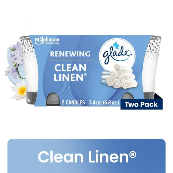 Glade Candle, Infused with Essential Oils, Clean Linen, 2 Count