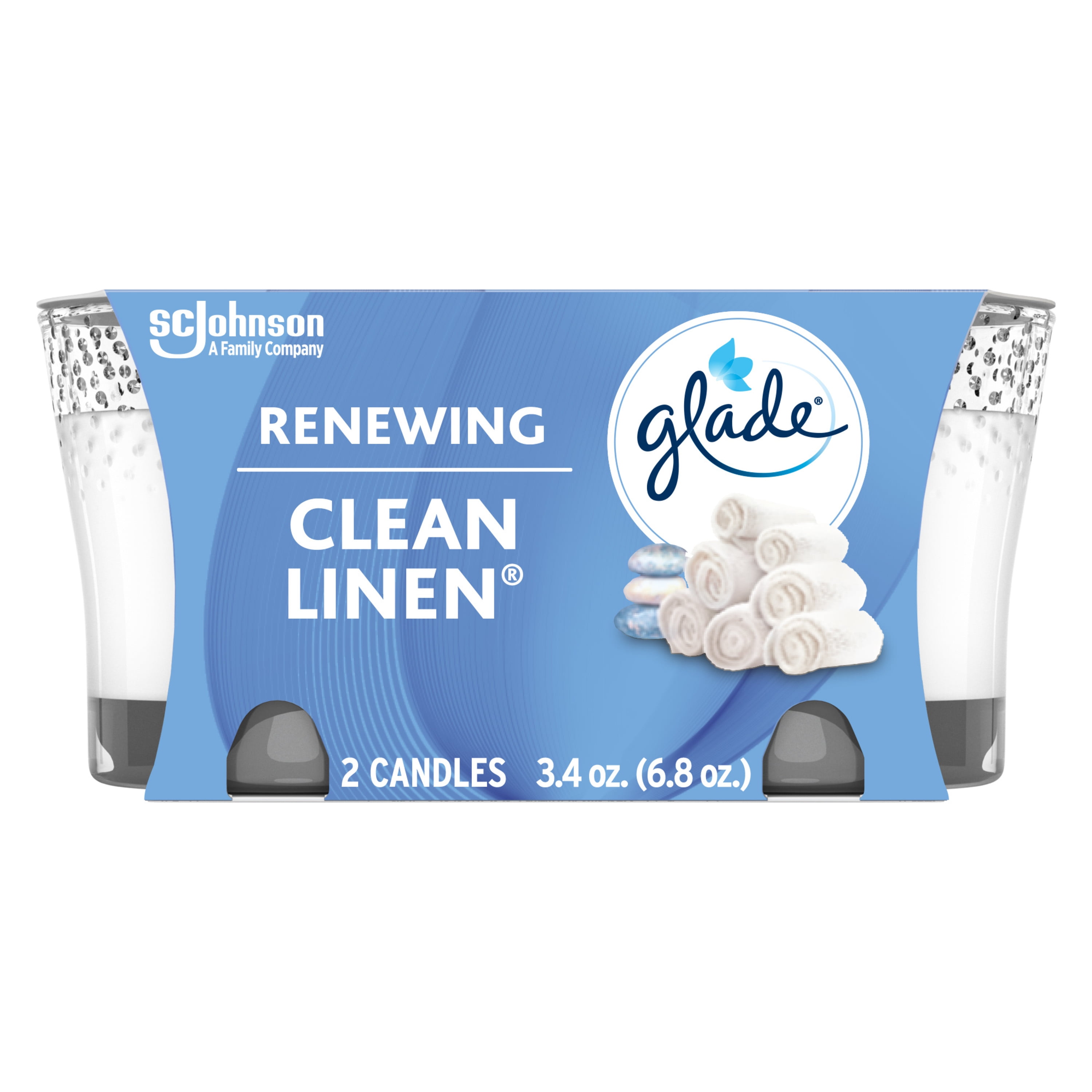 Glade Candle, Infused with Essential Oils, Clean Linen, 2 Count