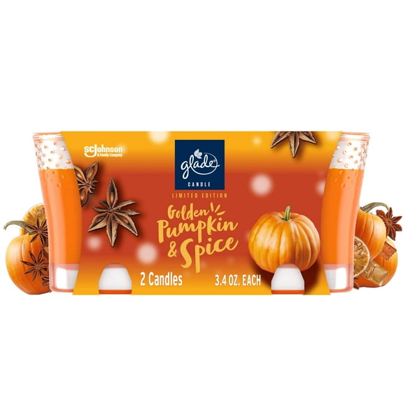 Glade Candle, Infused with Essential Oils, Golden Pumpkin & Spice, 2 Count