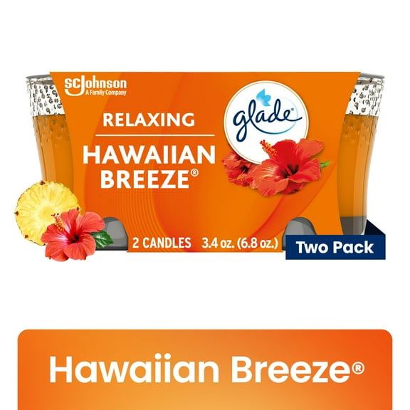 Glade Candle, Infused with Essential Oils, Hawaiian Breeze, 2 Count