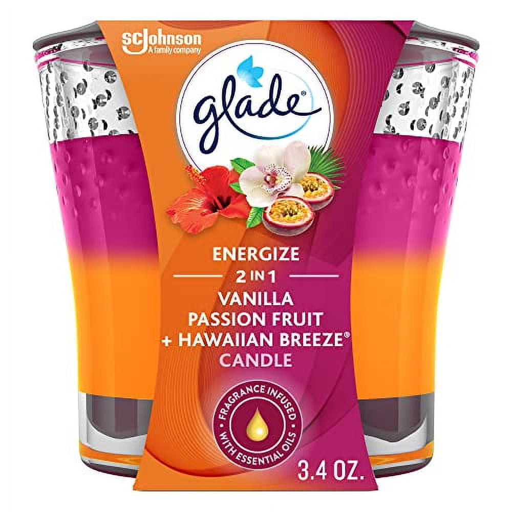 Glade Candle Jar, Air Freshener, 2in1, Vanilla Passion Fruit + Hawaiian