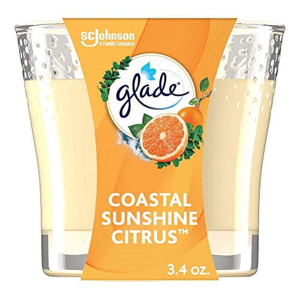 Glade Candle Jar, Air Freshener, Coastal Sunshine Citrus, 3.4 Oz