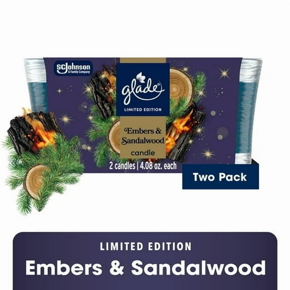 Glade® Candle Jar, Embers & Sandalwood, 4.08oz., 4 total Count