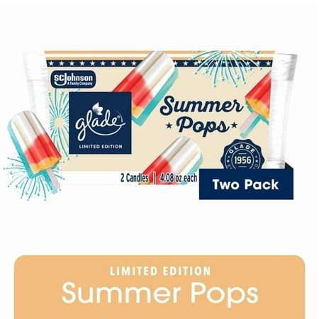 Glade Candle Jar, Summer Pops, 4.08 oz, 2 count - 2 Pack