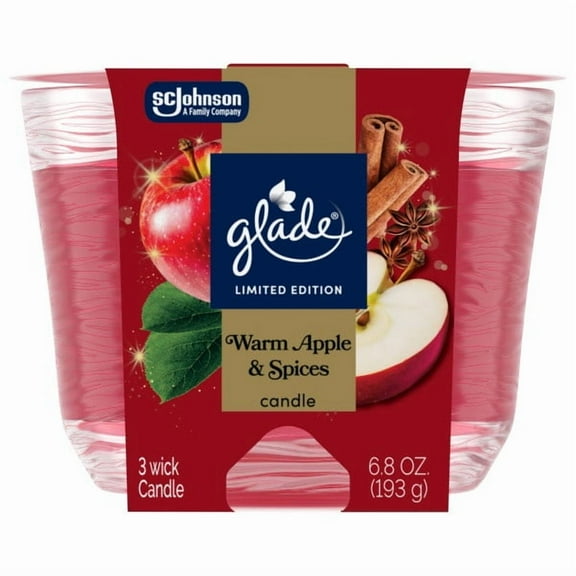 GLADE 6.8 OZ CANDLE LTO WARM APPLE & SPICES 6.8OZ/3