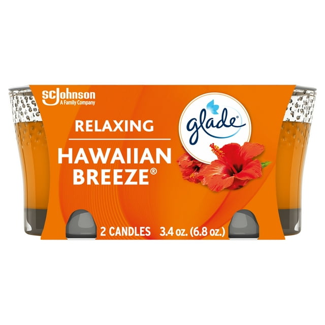 Glade Candle, Mothers Day Gifts, Infused with Essential Oils, Hawaiian Breeze, 2 Count