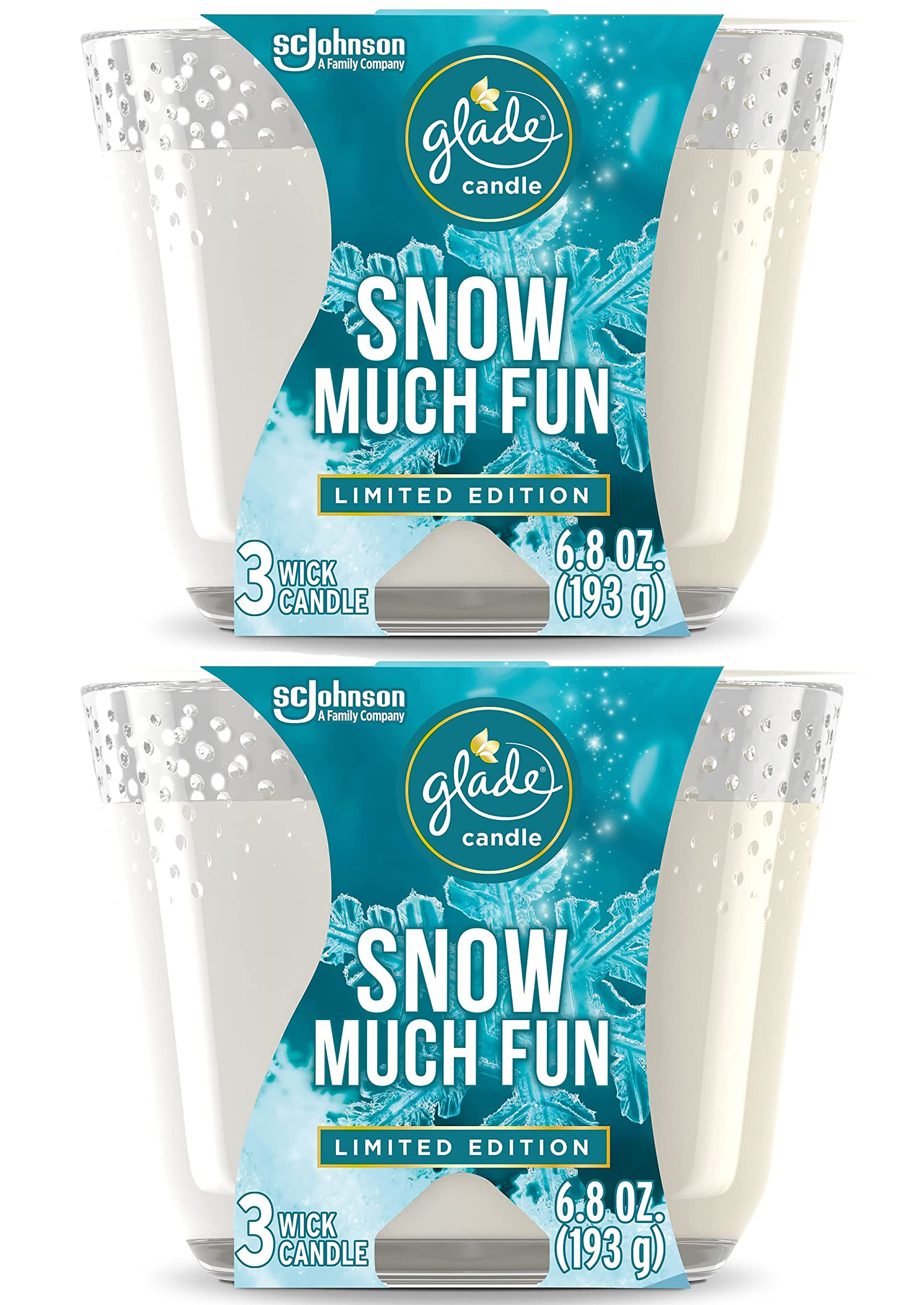 Glade Candle Snow Much Fun, Fragrance Candle Infused with Essential