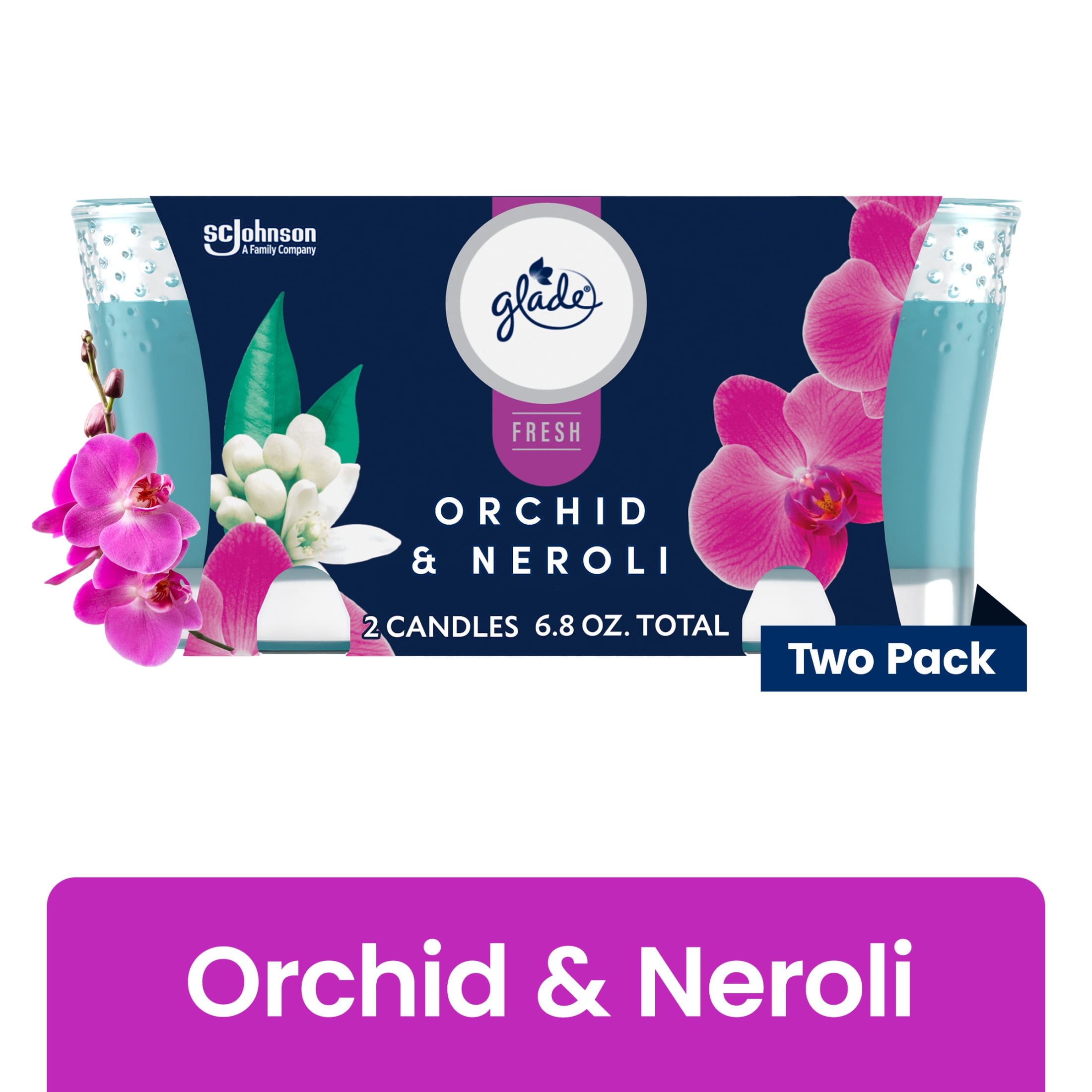 Glade Candles, Orchid & Neroli, Fresh Collection, 8.16 oz Total, Pack of 2