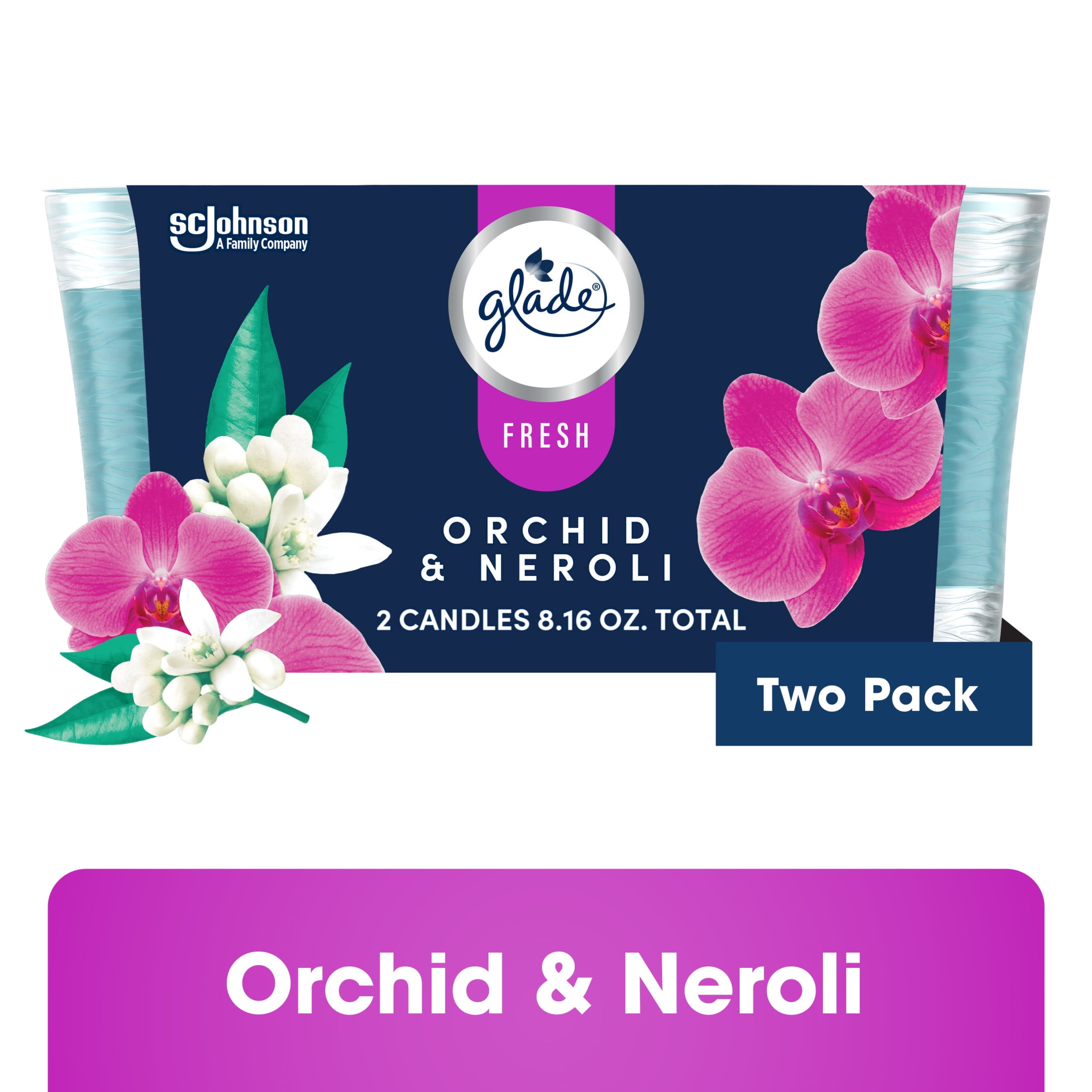 Glade Candles, Orchid & Neroli, Fresh Collection, 8.16 oz Total, Pack of 2