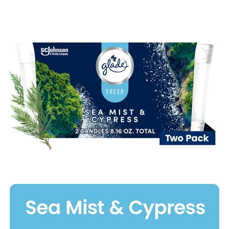 Glade Candles, Sea Mist & Cypress, Fresh Collection, 8.16 oz, Pack of 2