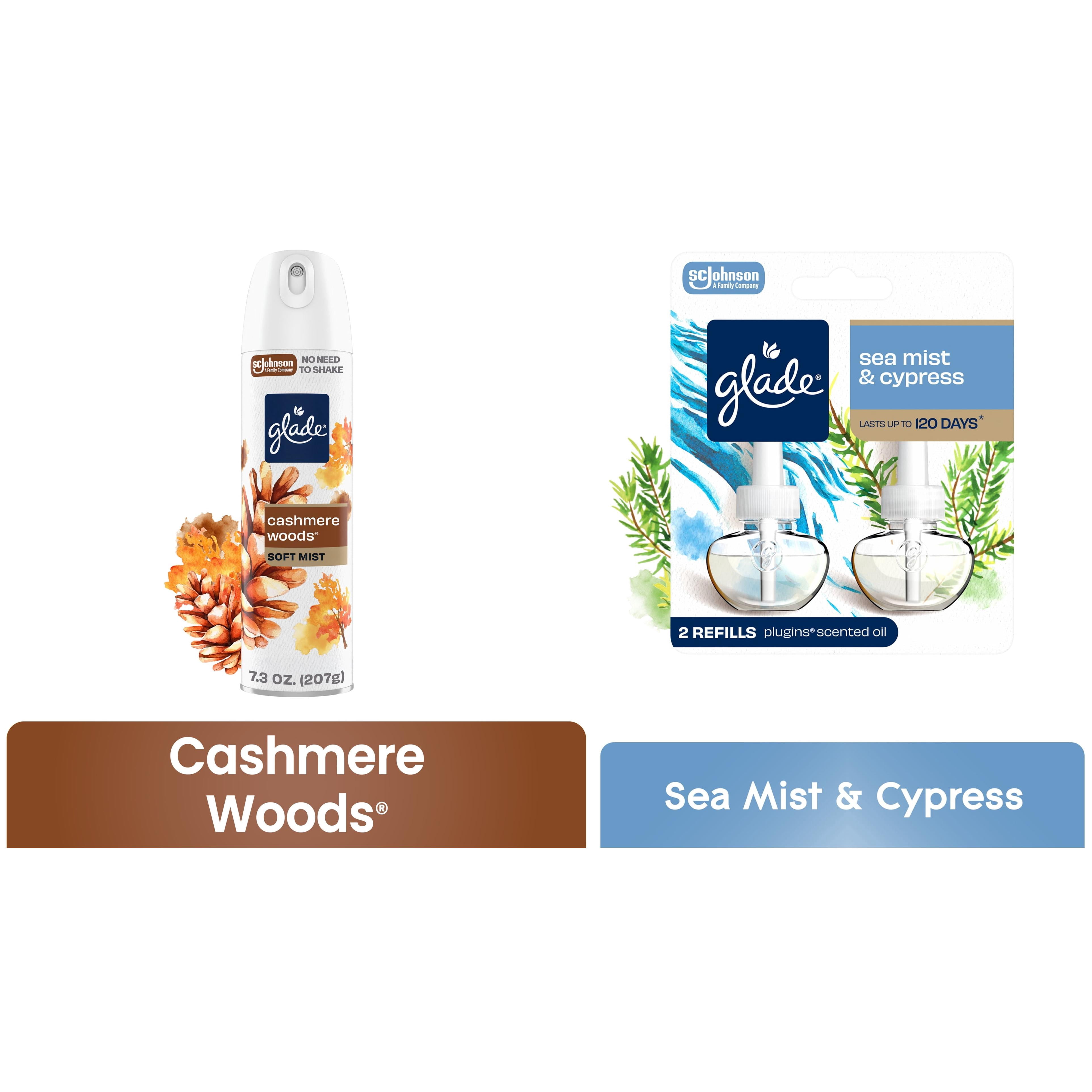 Glade Cashmere Woods Aerosol and Sea Mist & Cypress Oil