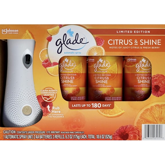 Glade Citrus & Shine, Automatic Spray Unit & 3 Refills