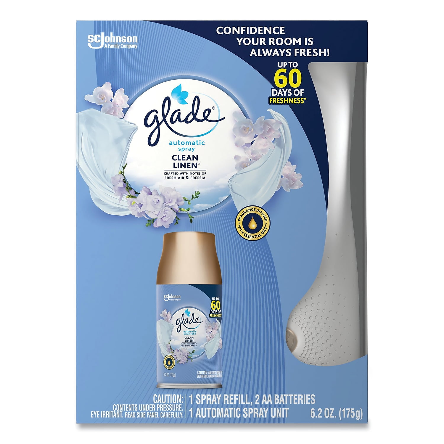 Glade Clean Linen Automatic Spray Kit - 6.20 oz - Clean Linen - 60 Day - 4 / Carton Glade Clean Linen Automatic Spray Kit - 6.20 oz - Clean Linen - 60 Day - 4 / Carton