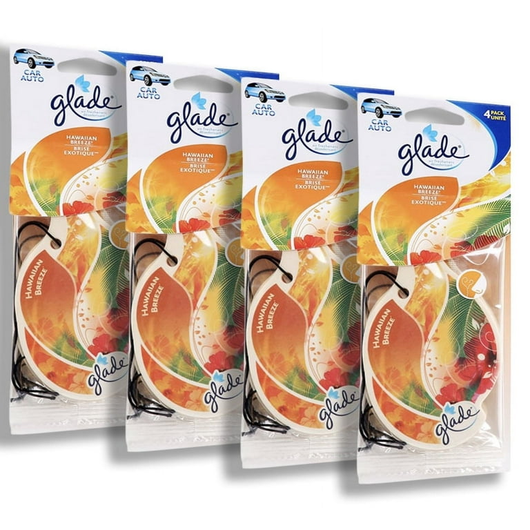 Glade Drop Shape Paper Car Air Freshener, Provides Long Lasting Scent for  Home or Car, Hawaiian Breeze, 4 Packs 