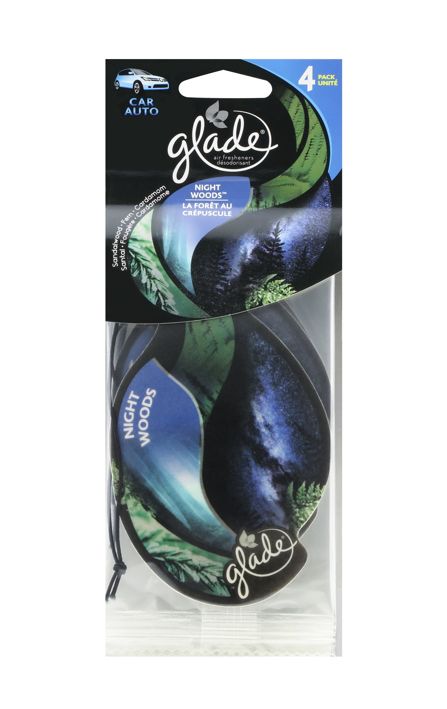 Glade Drop Shape Paper Car Fresheners, Night Woods Scent – Long-Lasting Odor Eliminator