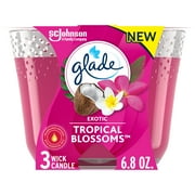 Glade Exotic Tropical Blossoms 3 Wick Candles Scented, Pink
