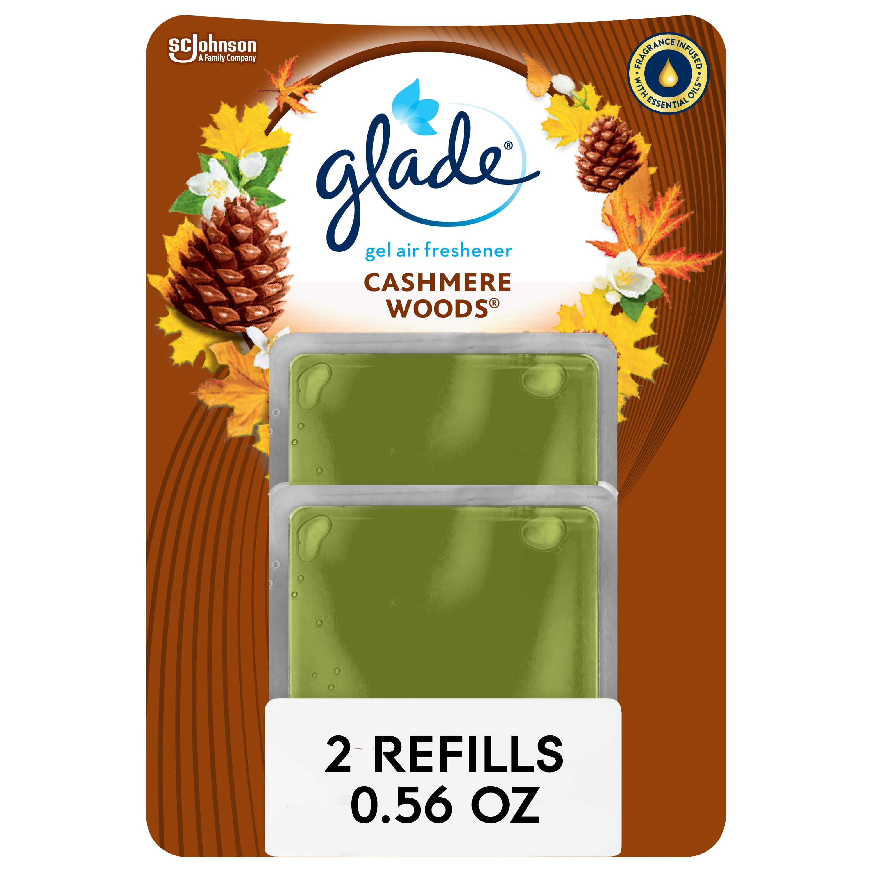 Glade® Gel Air Freshener, 2 Refills, Cashmere Woods®, 2 x 0.28 Oz