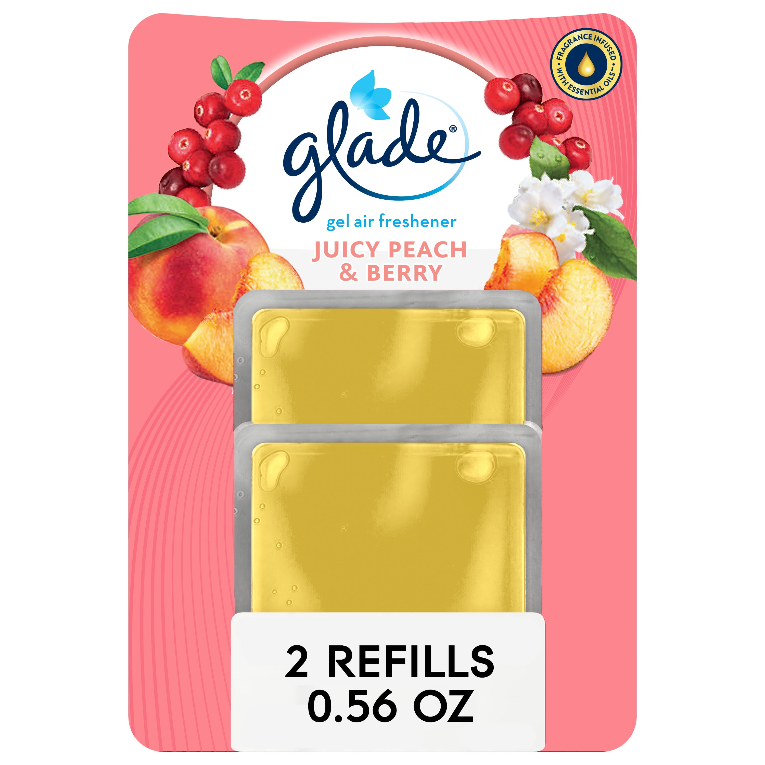 Glade Gel Air Freshener, 2 Refills, Juicy Peach & Berry, 2 x 0.28 Oz