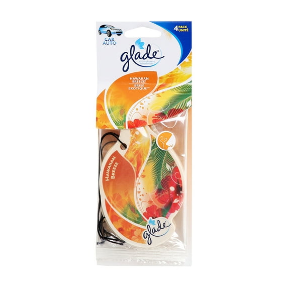 Glade Hawaiian Breeze Hangable Automotive Air Fresheners, 1.5 oz, 3-Pack
