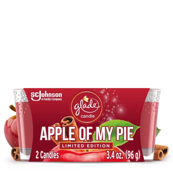 Glade Jar Candle 2 CT, Apple Of My Pie, 6.8 OZ. Total, Air Freshener, Wax Infused with Essential Oils