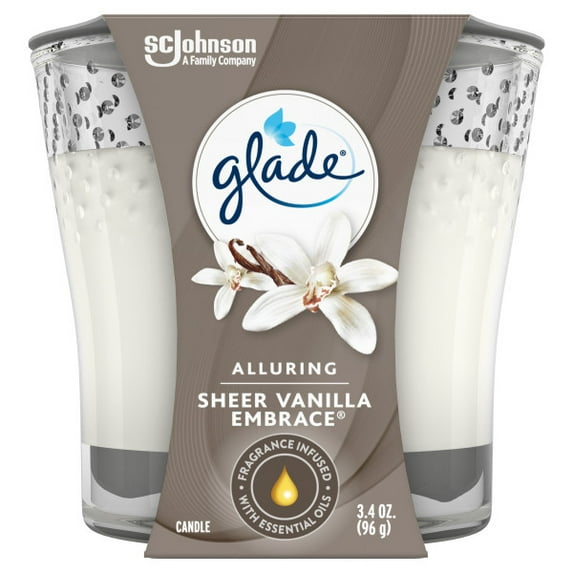 Glade Jar Candle Air Freshener, Sheer Vanilla Embrace, 3.4 oz, Pack of 2
