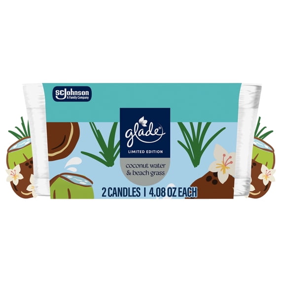 Glade Jar Candle, Coconut Water & Beach Grass, 4.08oz.