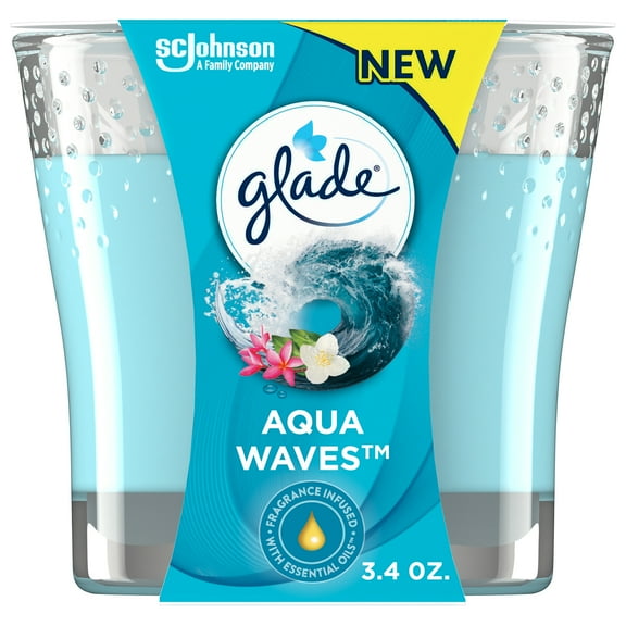 Glade Jar Candle, Scented Candles, Aqua Waves, 3.4 oz