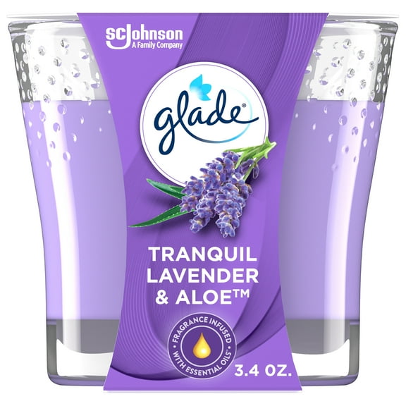 Glade Jar Candle, Scented Candles, Tranquil Lavender & Aloe, 3.4 oz