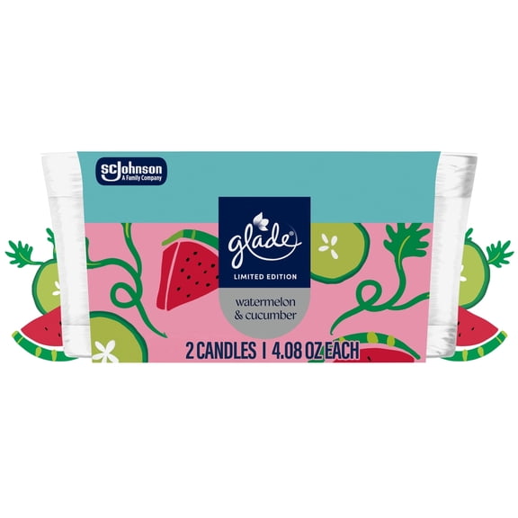 Glade Jar Candle, Watermelon & Cucumber, 4.08oz., 2 Count