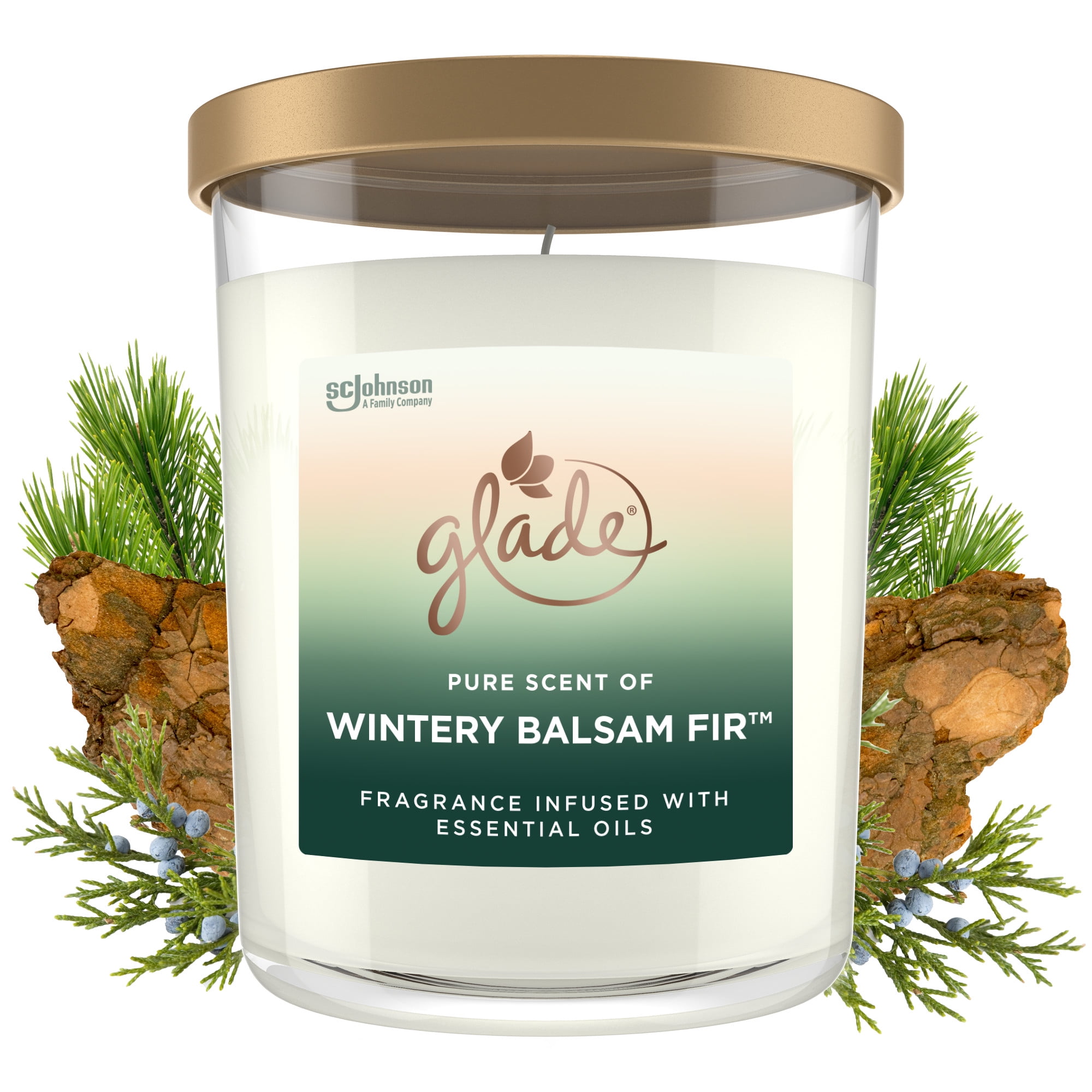 Glade Large Jar Scented Candle, Wintery Balsam Fir, 16 oz, Burning time: Up to 85 hours