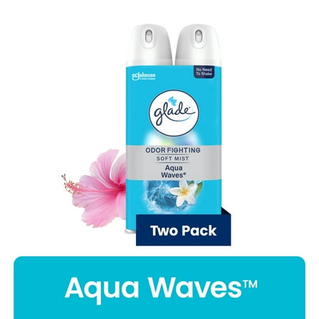 Glade Odor Fighting Soft Mist Air Freshener Room Spray, Aqua Waves, 16.0oz, 2pk