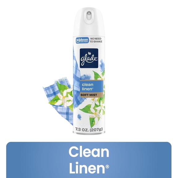 Glade Odor Fighting Soft Mist Air Freshener Room Spray, Clean Linen, 7.3oz., 1 Count