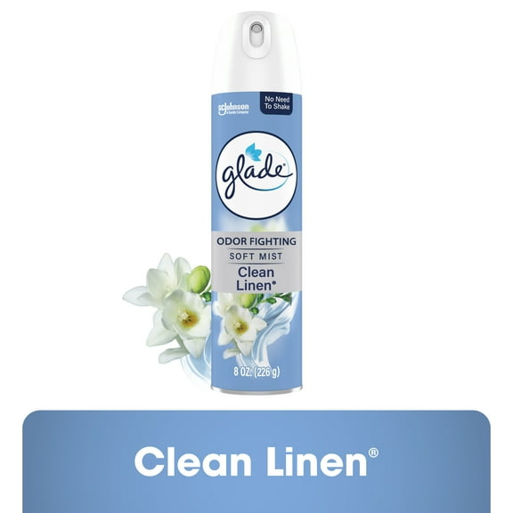 Glade Odor Fighting Soft Mist Air Freshener Room Spray, Clean Linen, 8.0oz, 1pk