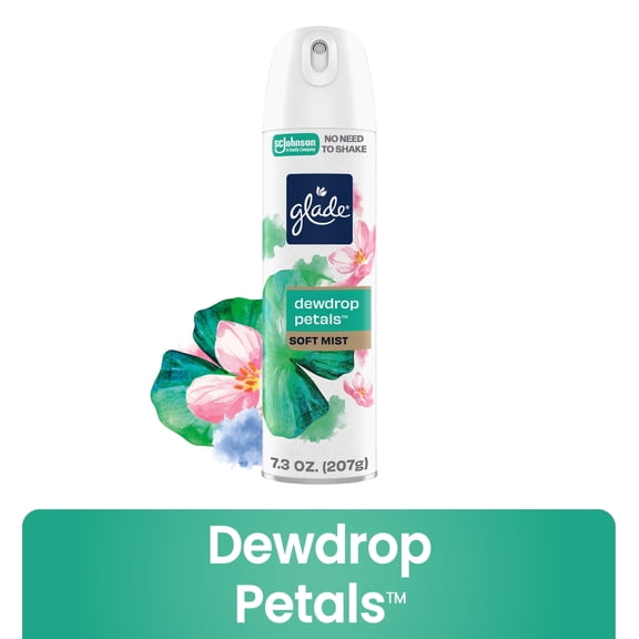Glade Odor Fighting Soft Mist Air Freshener Room Spray, Dewdrop Petals, 7.3oz., 1 Count