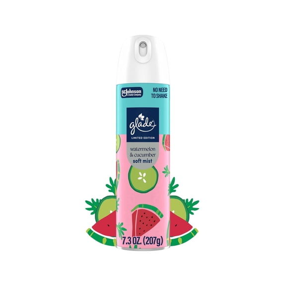 Glade Odor Fighting Soft Mist Air Freshener Room Spray, Watermelon & Cucumber, 7.3oz., 1 Count