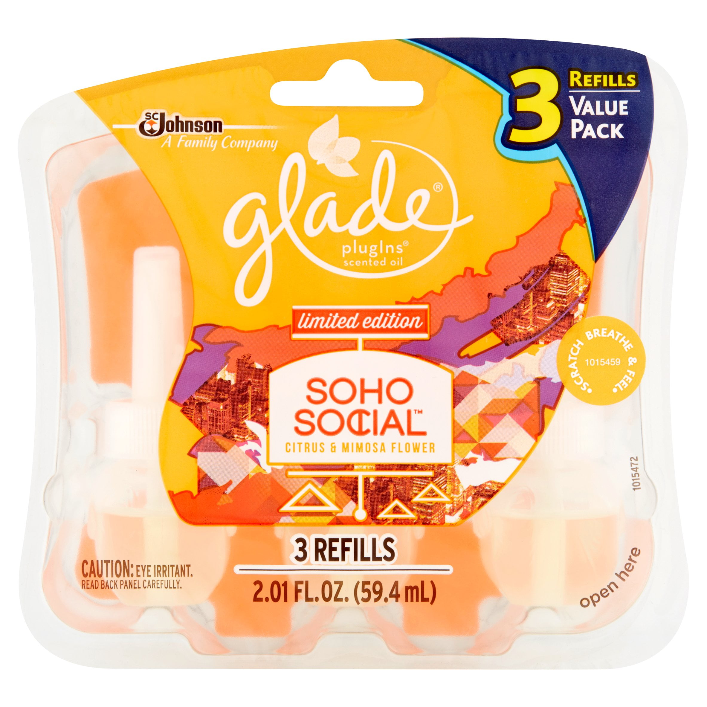 Glade Plug In Refill, Citrus & Mimosa Flower, 2.01 Fl. Oz. (Pack of 3)