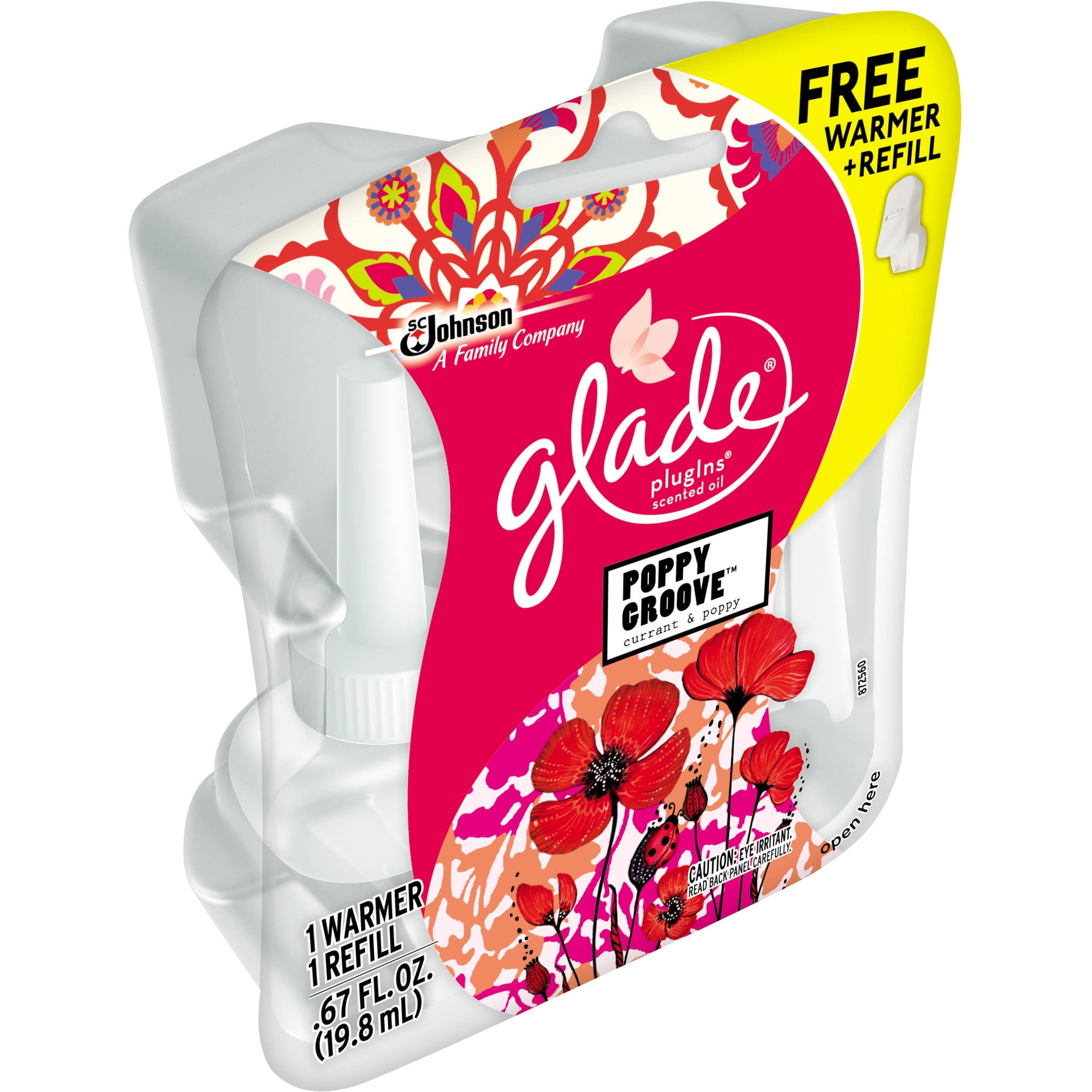 Glade Plug In Refill, Poppy Groove Starter Kit, 0.67 Fl. Oz.