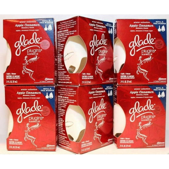Glade Plug-In Scented Oil Starter Kit (Warmer & Refill) Apple Cinnamon Pack of 2